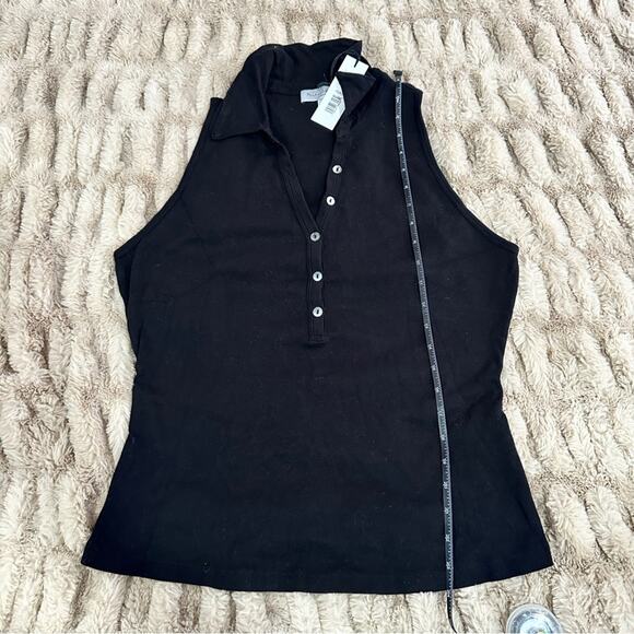 Michael Stars Size 1X Black Norah Sleeveless Polo Shirt NWT Neutral Basic Classy - Picture 9 of 12
